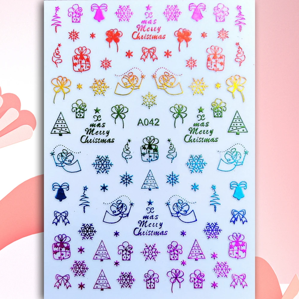 

10PCS Christmas colorful nail art decal Moon Butterfly nail decorative art decal 3D adhesive Christmas socks love nail slider