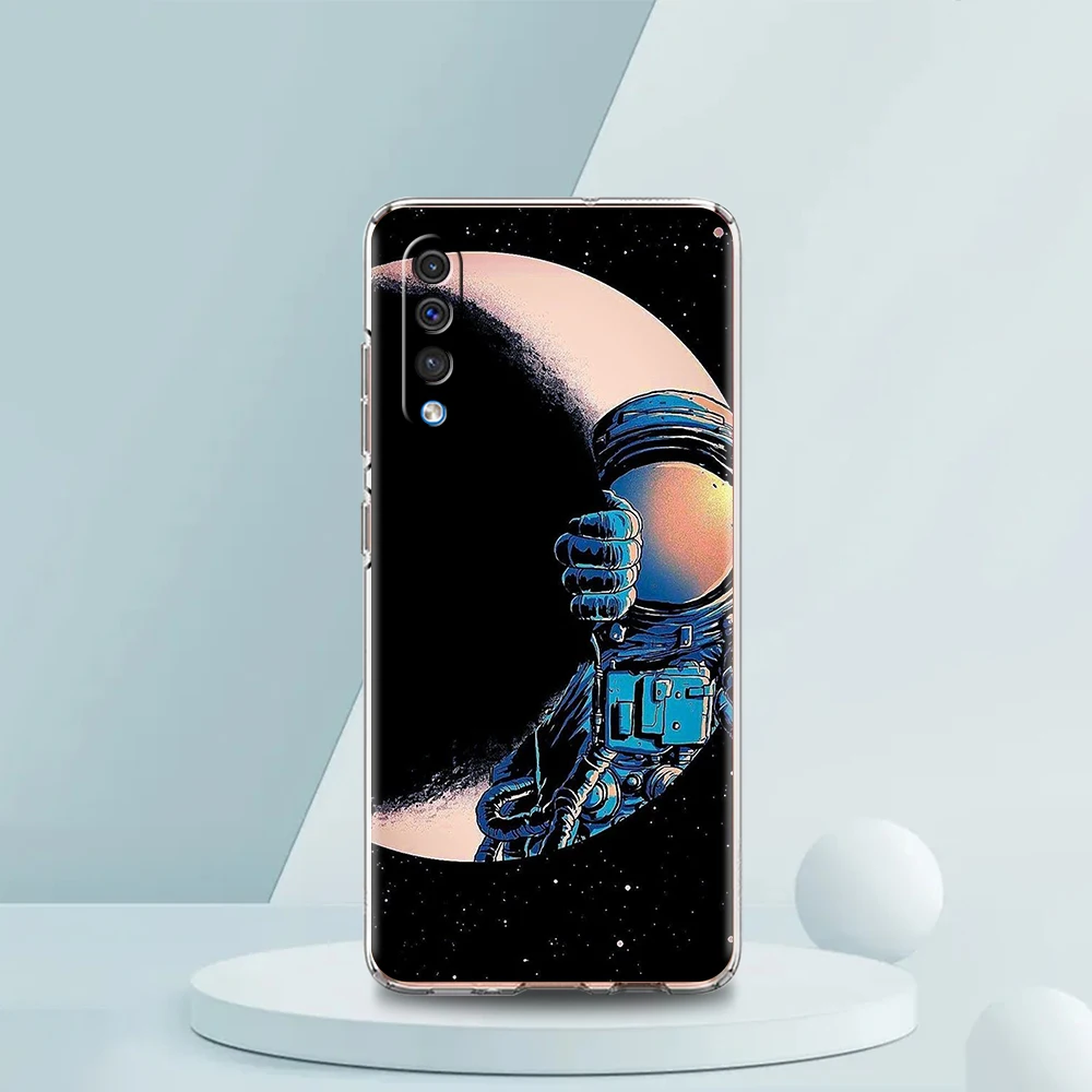 Cartoon Astronaut Space-Themed Transparent Phone Case Cover