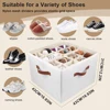 Fabric Shoe Organizer Foldable Shoe Storage Bin with Clear Lid Shoe Storage Box Adjustable Dividers for Sneakers Loafers Sandals 6