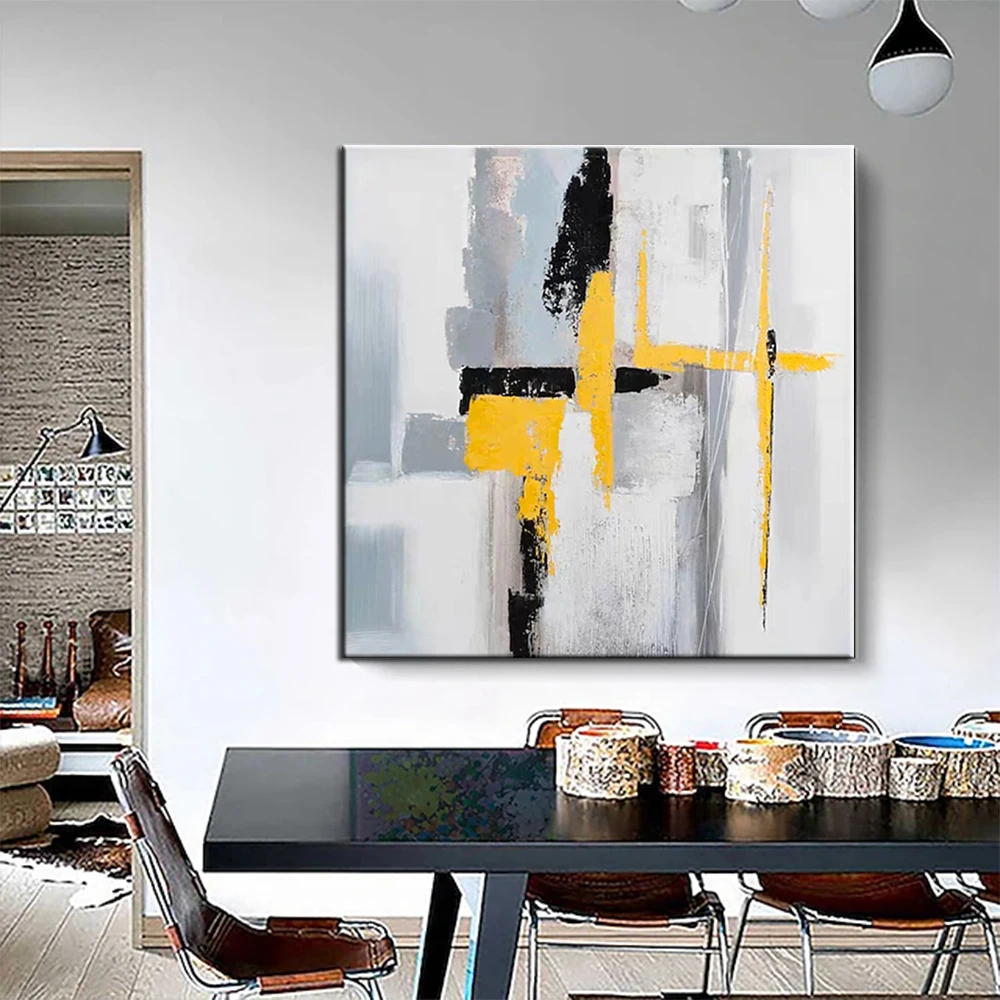 

Hand Painted Oil Paintings Modern Black And Gold Abstract Oil Paintings On Canvas Wall Art Hallway Bedroom Decorative Painting