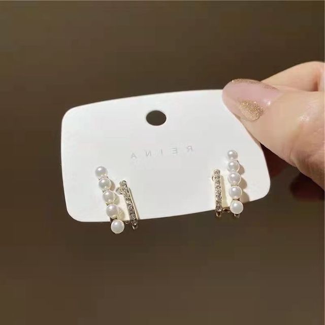 Simple Gold Pearl Stud Earrings For Woman Korean Fashion Jewelry Wedding Girl's Sweet Accessories