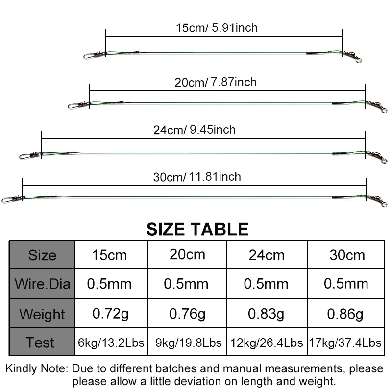 25pcs 리더 와이어 낚시 가죽 끈 낚시 라인 15cm 20cm 25cm 30cm 회전 스냅 잉어 낚시 액세서리와 안티 물린 와이어 라인