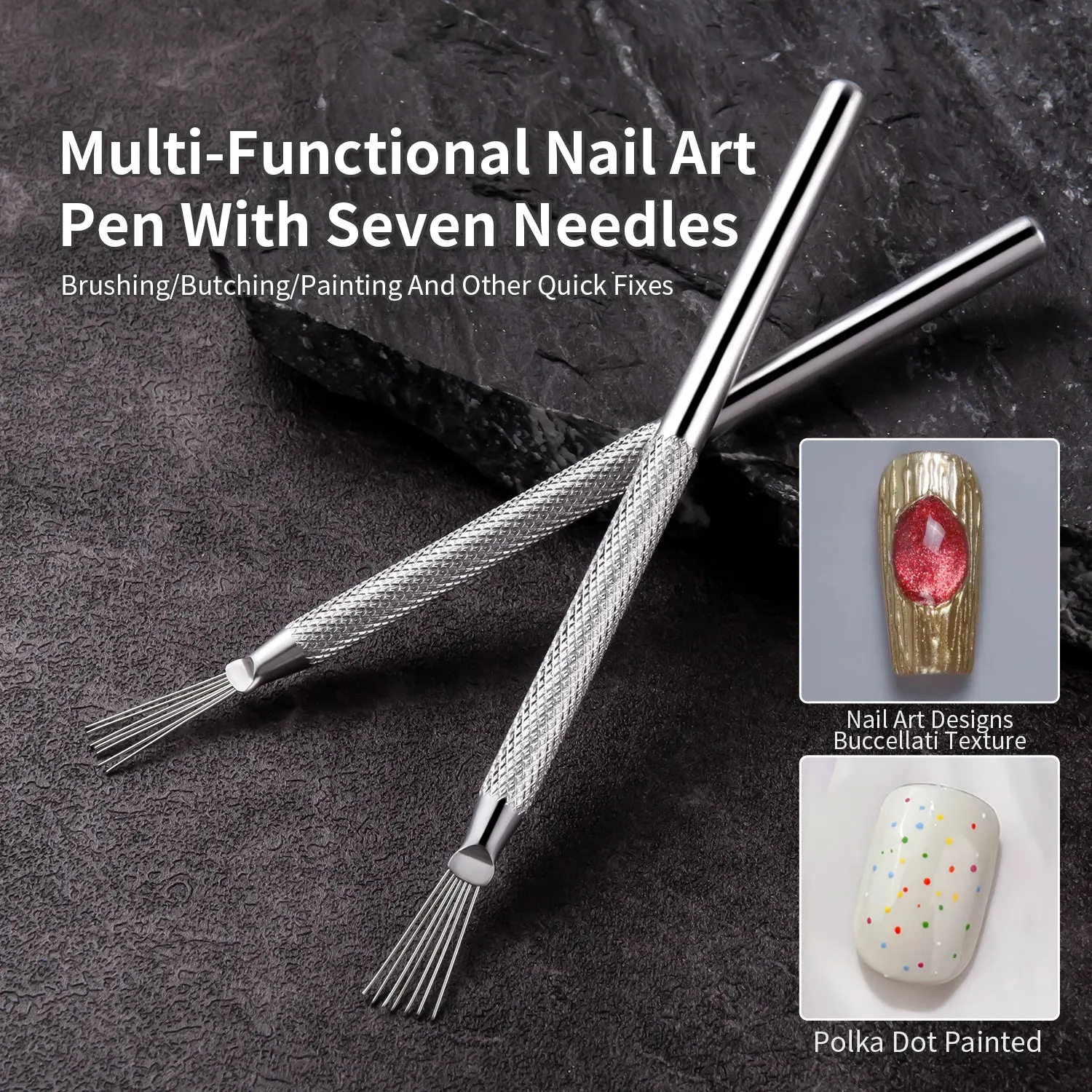 Nail Art Wire Drawing Tool Multifunctional Seven-pin Pen Texture Brush Tools DIY Nail Brush Bendable Feather Pin Painting Lines 2