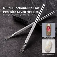 Nail Art Wire Drawing Tool Multifunctional Seven-pin Pen Texture Brush Tools DIY Nail Brush Bendable Feather Pin Painting Lines 2