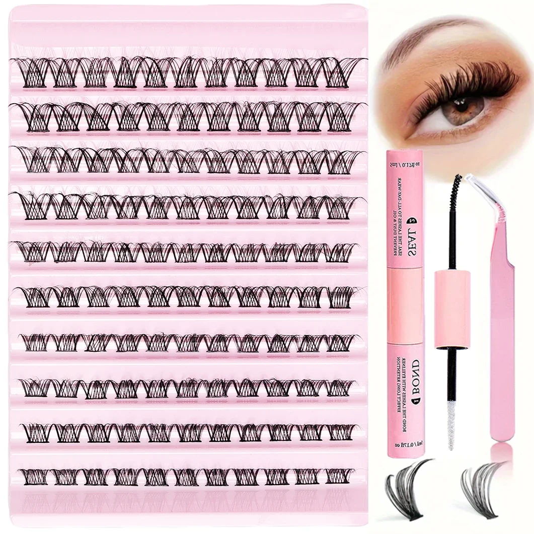 DIY Eyelash Extension Kit 110pcs Individual Lashes Cluster 30D40D 8-16mm Mix Lash Clusters Bond and Seal and Lash Applicator for fake eyelashes lash extension kit eyelash set brow and lash kit