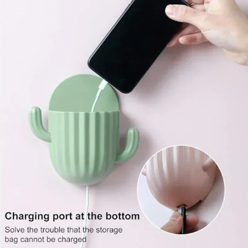 Wall Self-adhesive Toothbrush Holder Drain Shelf Household Cactus Storage Rack Shaver Organizer Bathroom Accessories 1pc