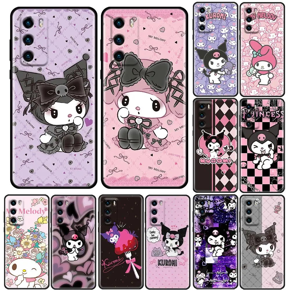 

Cute Kuromi My Melody Silicon Case For Huawei P30 Lite P20 P40 P50 P60 Pro Back Cover For Huawei Y6 Y7 Y9 Y6P Y8s Y9a Phone Case