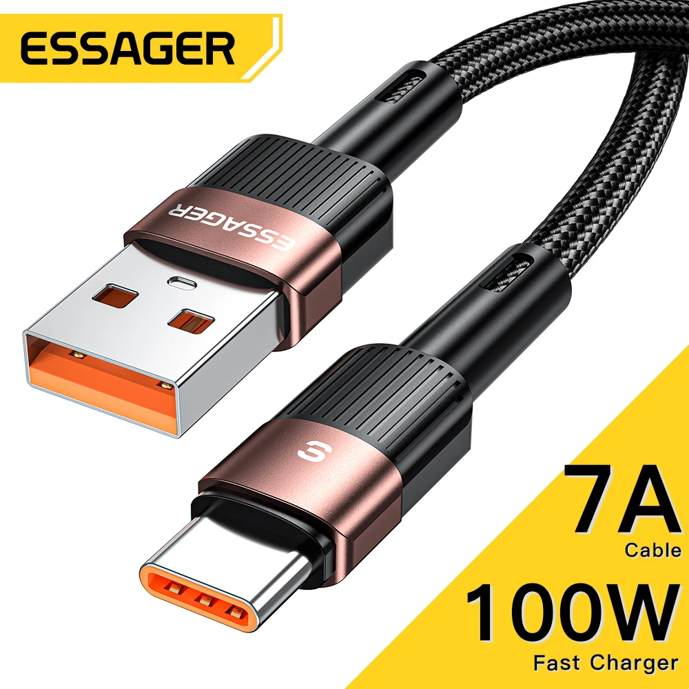 Essager 7A USB Type C Cable Wire For Realme Oneplus OPPO 100W Fast Charging USB Type C Data Cord For Huawei P30 P40 Pro Samsung