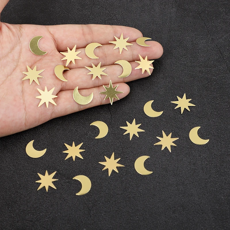 100 Stück Mond-Stern-förmige Konfetti Eid Mubarak Dekoration Papier Konfetti für Zuhause Tisch islamischen Ramadan DIY Handwerk Geschenk Geburtstag – Detail 1