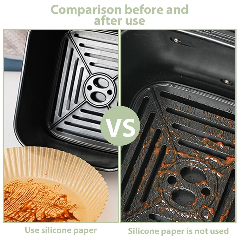 100PCS 50PCS Air Fryer Steamer Liners Disposable Paper Non-Stick Steaming  Basket Mat Baking Utensils Kitchen papel freidora aire