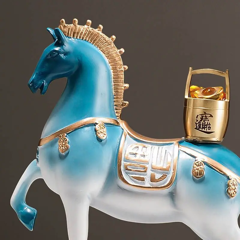 Lucky Horse Statue with Coin Chinese Zodiac Animal Figurine for Home Office Desk Decor Wealth Prosperity Housewarming Gift