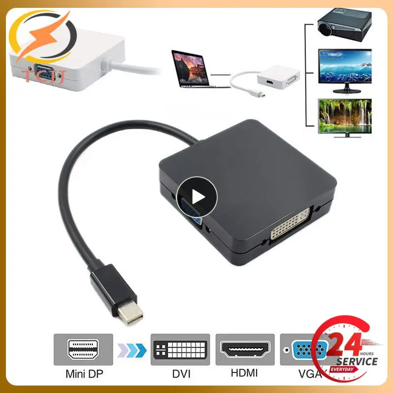맥북 에어용 미니 DP 케이블 컨버터, 미니 DP 디스플레이 포트-HDMI 호환 VGA DVI 어댑터, 3 in 1