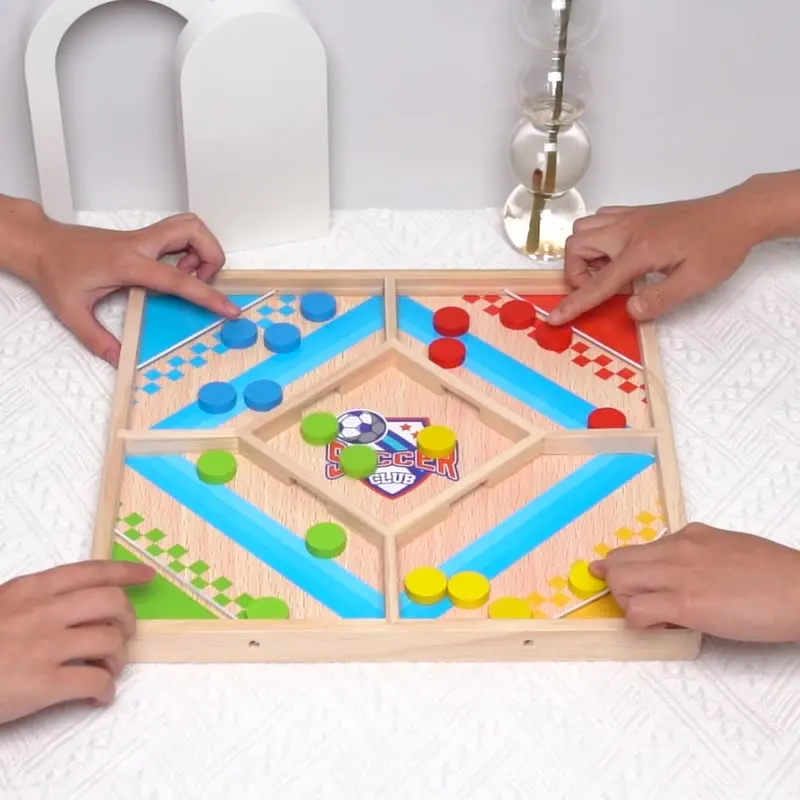 Wooden Multiplayer Bouncing Chess Children's Tabletop Games Parent-Child Interaction Multifunctional Flight Chess Toys 4