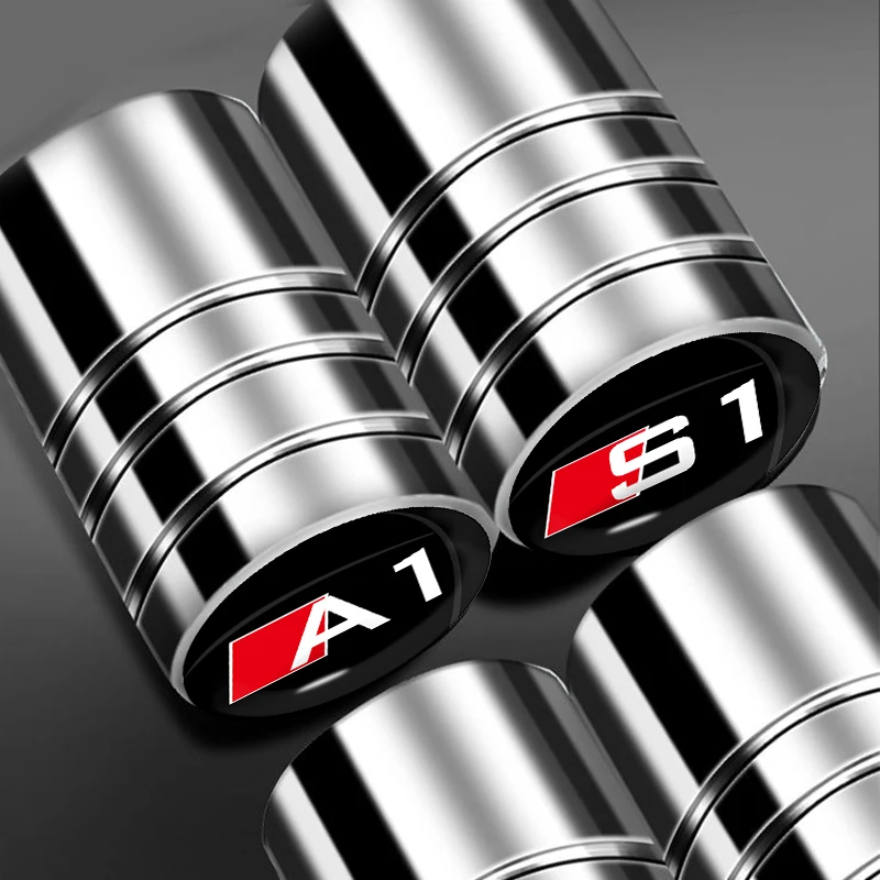 4Pcs/Set Metal Car Wheel Tire Valve Caps Decorate Stems Covers For Audi Sline RS A8 A1 A3 A4 A5 A6 A7 Auto styling Accessorie