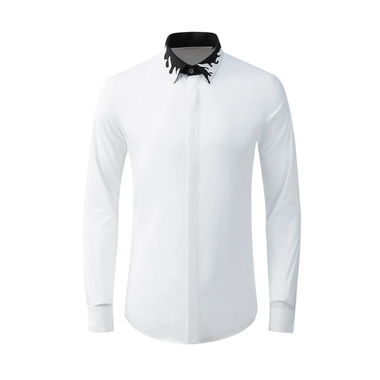 

High Quality Luxury Jewelry New Style Mens Dress Shirt In White Color With Long Sleeves Mens Shirtgood