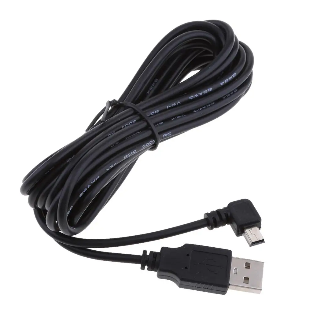 

5V 2A Mini USB Charger Cable 90 Degree Left for Phone Mp3/4 DVR Charging 3.5M