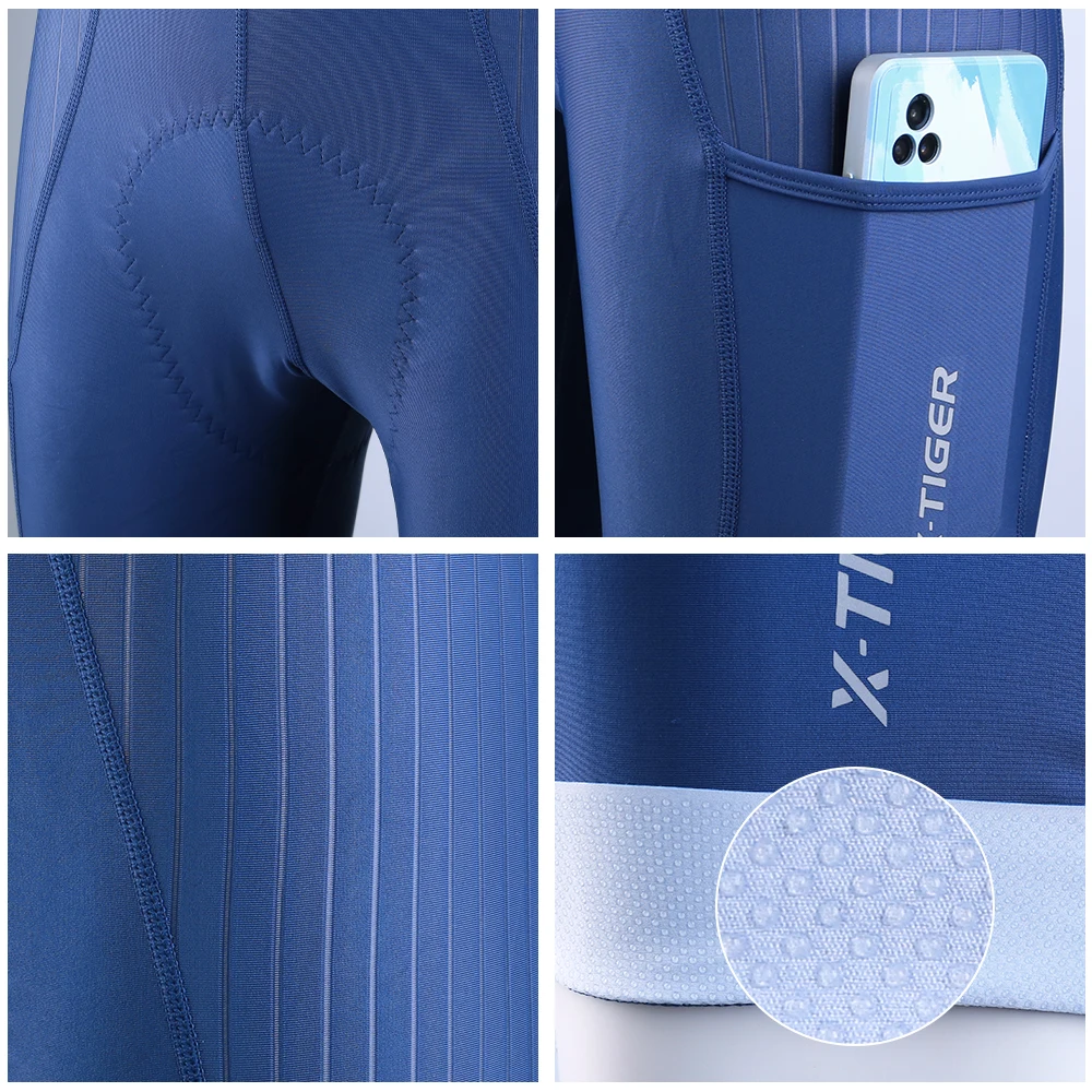 X-TIGER Pro Cycling Shorts MTB Road Men Bike Short Men's Sponge Cushion Blue Lycra Summer Clothing Long Distance Shorts Riding cycling shorts