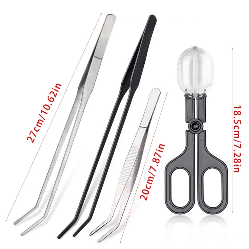 E15D Reptiles Feeders Clamp Reptiles Feeding Tongs Clear Catcher With Catching Tool