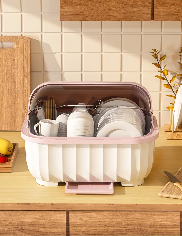 Wooden Dish Plastic Cabinet Kitchen Drawer Dish Organizer For