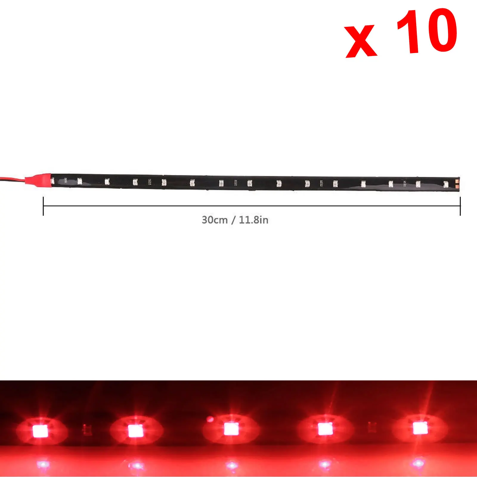 

10x красная Гибкая полоса Φ 30 см 1FT 12 'Waterproof 12 1210 SMD светильник