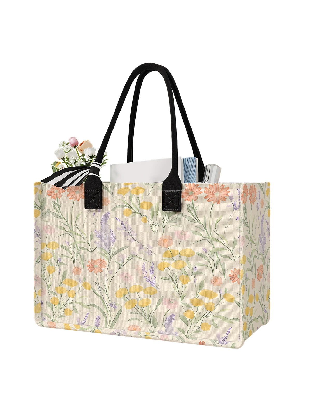 Floral Pattern Printed Handbag - Tote Bag, Women's Gift Handbag Beach Bag, Large Capacity Handbag Suitable for Men and Women