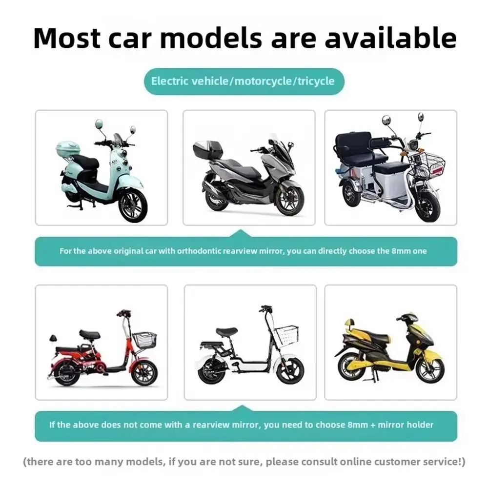 Electric Bicycle Rearview Mirror 8mm Thread 360 Degree Rotating Retrofit Convex Bicycle Reflective Mirro For Yadei Lovemai