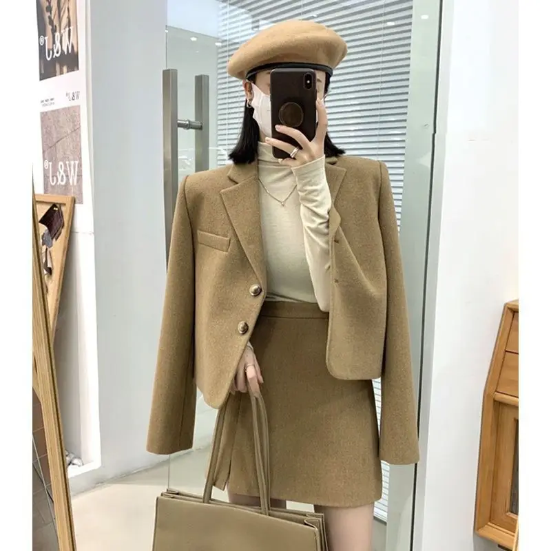 

UNXX Tweed Blazers for Women Elegant Stylish 2023 New Korean Fashion Woolen Blazers Office Lady Short Female Blazers Jacket