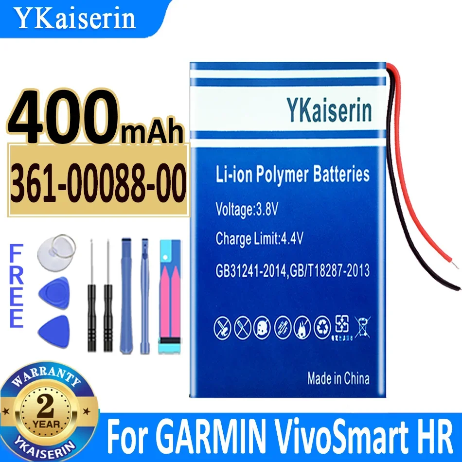 

YKaiserin Battery 361-00088-00 3610008800 400mAh for Garmin VivoSmart HR/VivoSmart HR Bateria + Free Tools