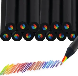10 - Pack Rainbow Gradient Color Pencils for Kids - Art and School Supplies (Black)