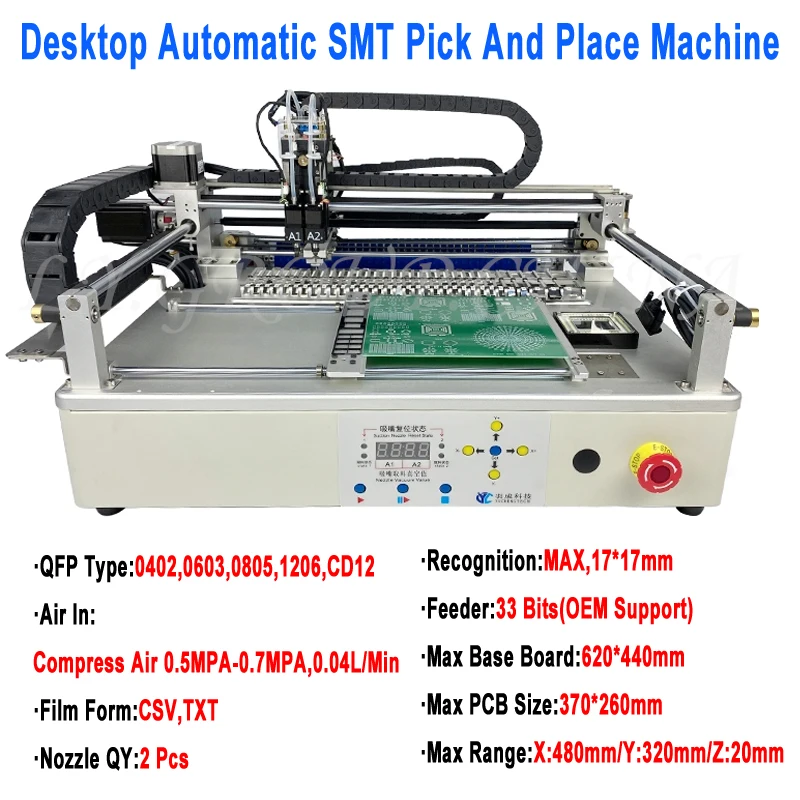 

LY Q1 High Speed 33 Bits With Full Vision Desktop Automatic SMT Pick And Place Machine Chip Mounter LED SMD Dual Heads 220V 110V