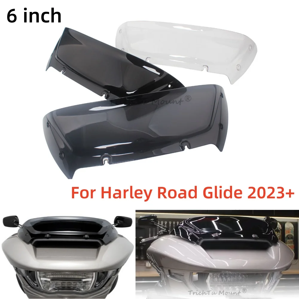 

Motorcycle Front Windshield Fairing 6 inch Wind Deflector Windscreen For Harley Touring Road Glide CVO FLTRX FLTRXSE 2023-2024