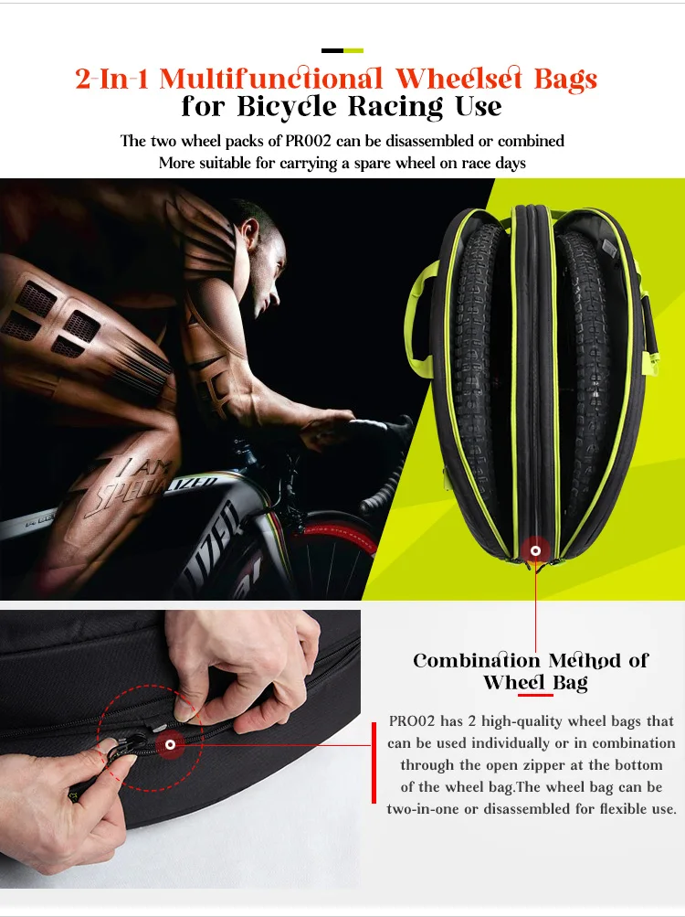 NOOYAH Fahrradradtasche Fahrradrenn Ersatzrad Transporttasche 3 Lagiger Stoffschutz Reifenpackung 2 in 1 Fahrradzubehör – Detail 8