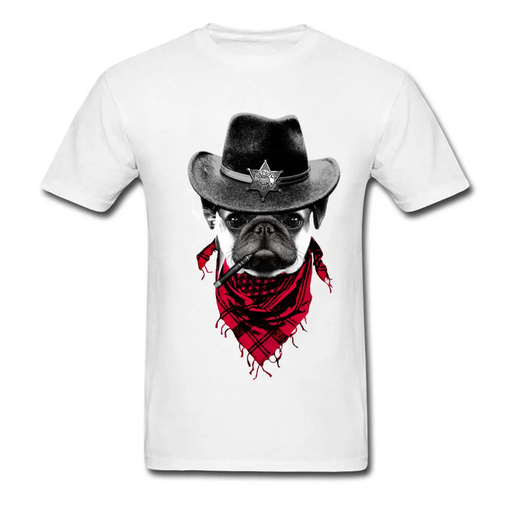 

Mens Tees Western Pug Cowboy Rider T Shirt Biker T-shirts For Youth 100% Cotton Normal Tees Cheap Short Sleeve Men Tee shirts