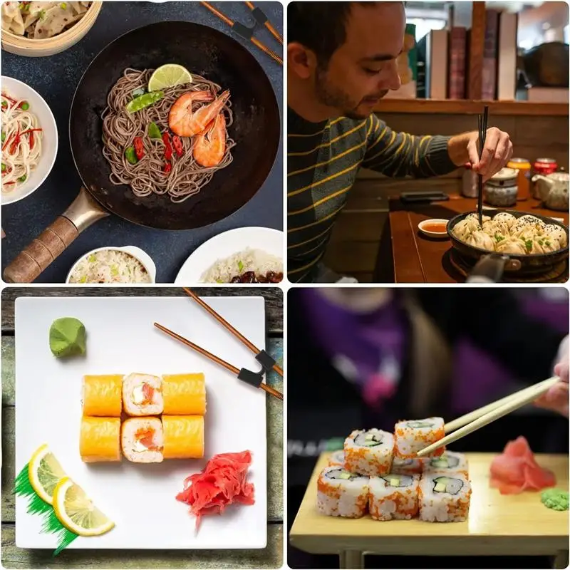 Description Picture 6 of item5 PCS Reusable Chopsticks Helpers Training Chopstick Hinges Connector Practice Chopstick Helper for Adult Kid Beginner Traniner