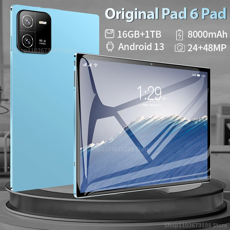 

Оригинальные планшетные компьютеры 2024 дюймов, Android 13, 10,1 дюйма, HD 4K