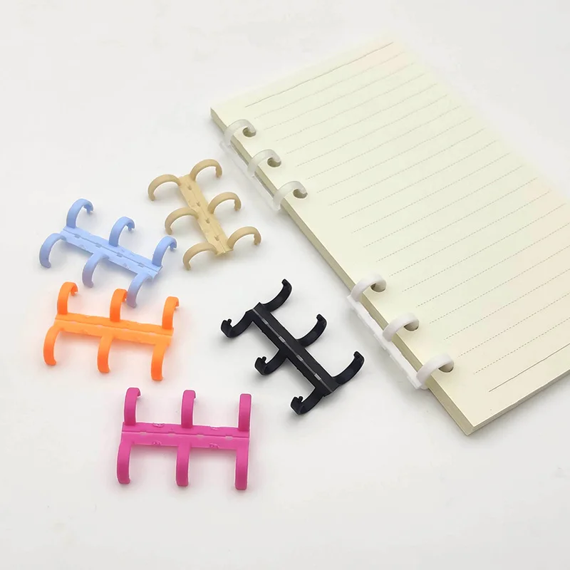 цена 10Pcs Plastic 3 Ring Binder Detachable Loose-leaf Notebook Mini 3 Rings Binding Ring Plastic Binder Clips for DIY Notebook Diary