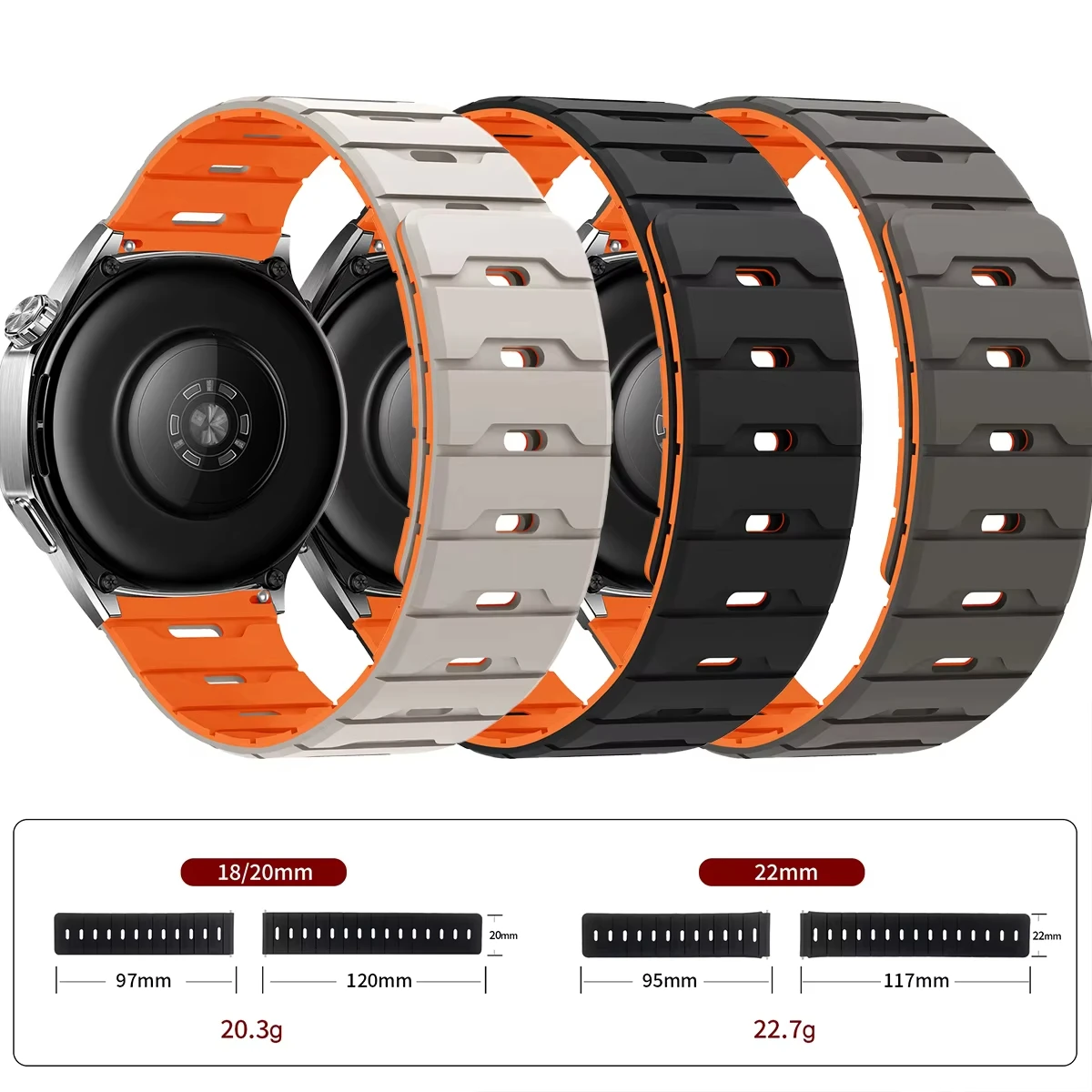 Universal Magnetic Silicone Watch Strap - 20mm/22mm
