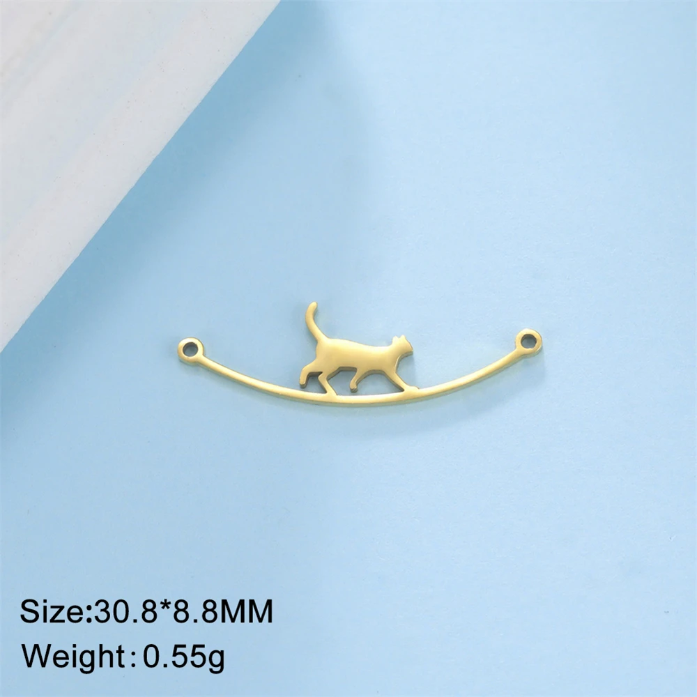 5 teile/los Edelstahl niedlichen Katze Anhänger für Halsketten Armbänder DIY Zubehör Großhandel Tier Charms für Schmuck herstellung – Detail 6