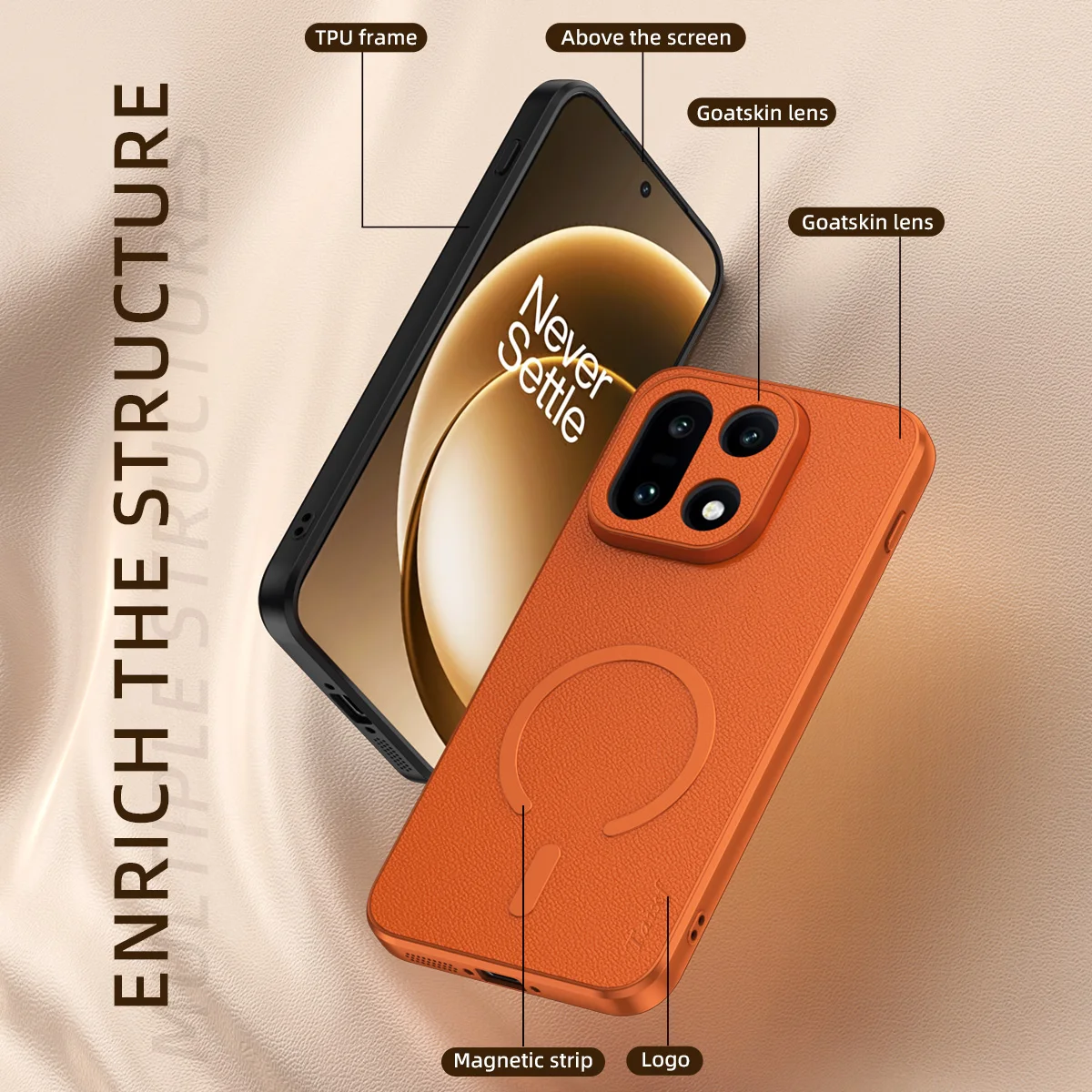 Electroplated Leather Texture Magnetic Phone Case - Anti-Fingerprint & Anti-Oxidation Protection