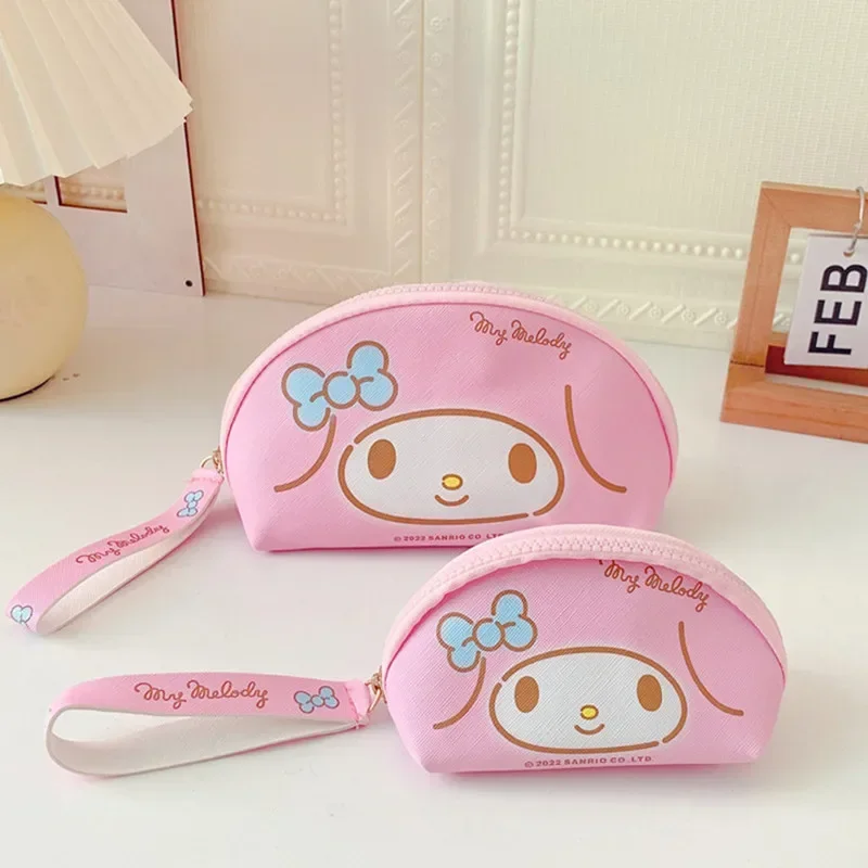 2pcs Sanrio hello kitty coin purse  Kuromi cosmetic bag coin purse PU semi-circular clutch mobile phone storage bag card holder 5