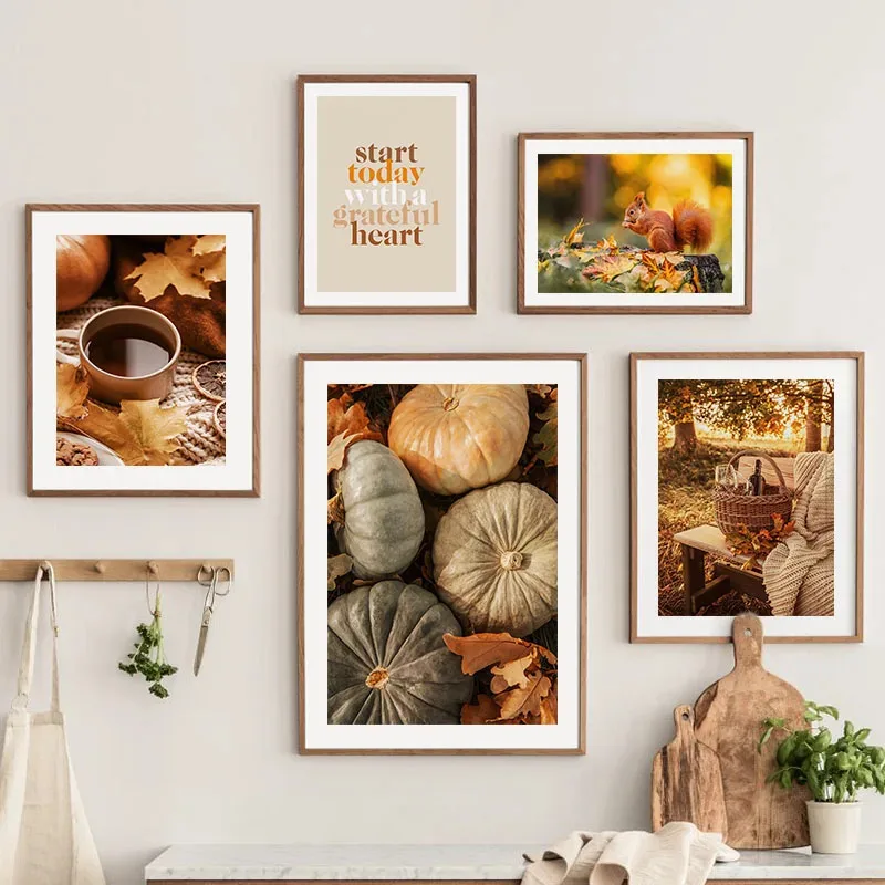 AutumnTreeLeavesPumpkinSquirrelCoffeePostersPrintsCanvasPaintingLandscapeWallArtPicturesForLivingRoomHomeDe-AliExpress15