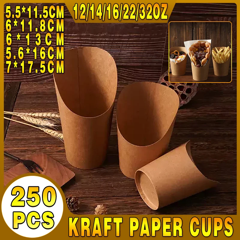 French Fries Holder Kraft Paper Cups Holder Disposable Paper Cup Cones Egg