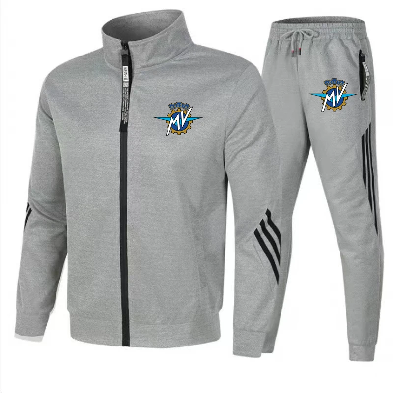 High Quality Men's Zippered Sportswear Set Street Casual Sports Pants Fashionable Sports Jacket Men's Outdoor Motorcycle Riding