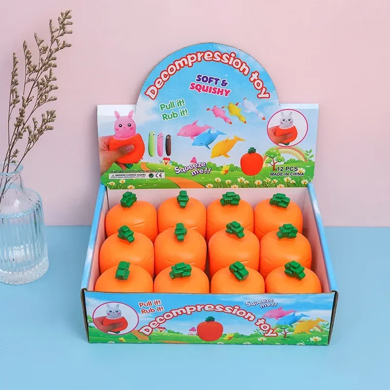 2pcs Sticky Carrot Rabbit Squeeze Telescopic Toys Kids Children's Radish Rabbit Cup Pinch Music Toy Creative Stress Relief Gift 6