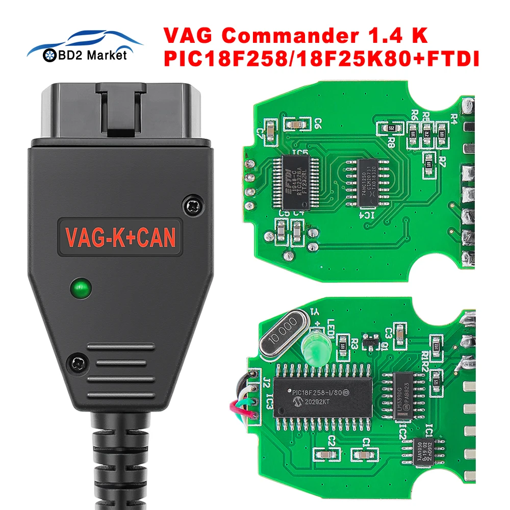 VAG Commander 1 4 K CAN PIC18F258 PIC18F25K80 FTDI OBD2 OBD 2 + Автомобильные диагностические инструменты