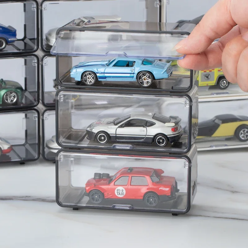 Caja Expositora Para Coches A Escala 1:64 - Pack De 10 Unidades Con Tapa Transparente, Apilables, Organizador De Juguetes
