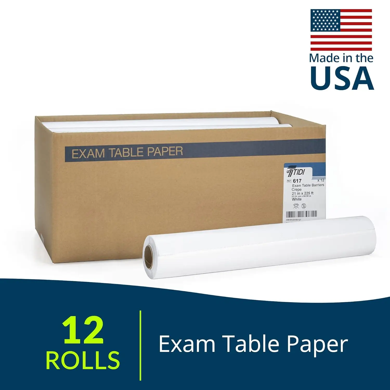 Avalon Papers Exam Table Paper, White, 21" x 125&rdquo; (Pack of 12)-Barrier Protection &ndash; Standard Crepe Paper-Medical Supplies