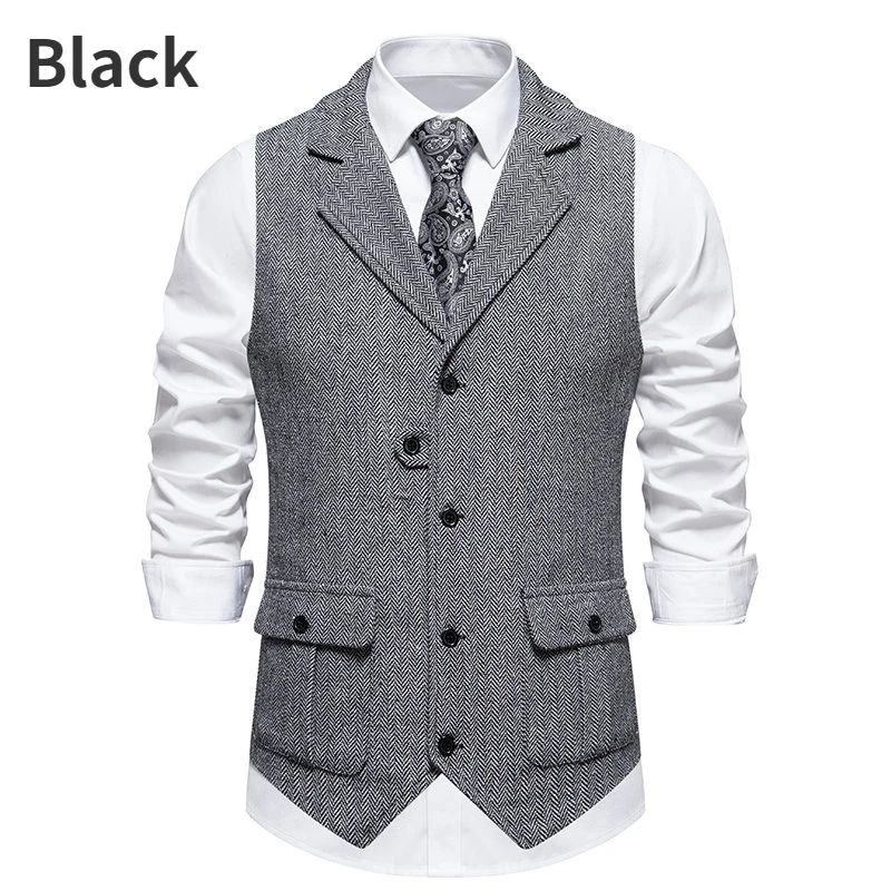 8 Color Retro Vest Mens Single Breasted Casual Business Vest Coarse Tweed Suit Vest Slim Fit Мужские жилеты