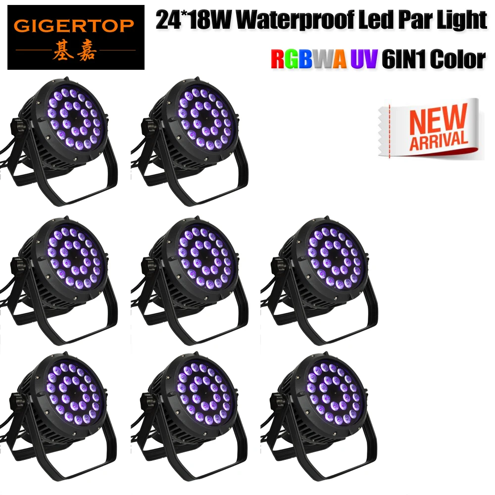 

TOPTOP DJ Lights 8 Pack, 24x18W LED Par Lights, DMX Stage Lights Sound Activated, Strobe Wash Lights for Wedding, Church, Party