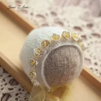 Newborn Photography Hat Lace Countryside Hat Baby infant  Photo props Knitted Flower Shaped bonnet 6